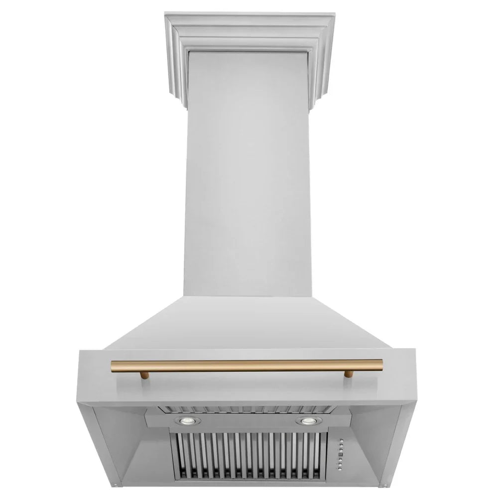 ZLINE 30" Autograph Stainless Wall Range Hood, White, 8654STZ-30-CB