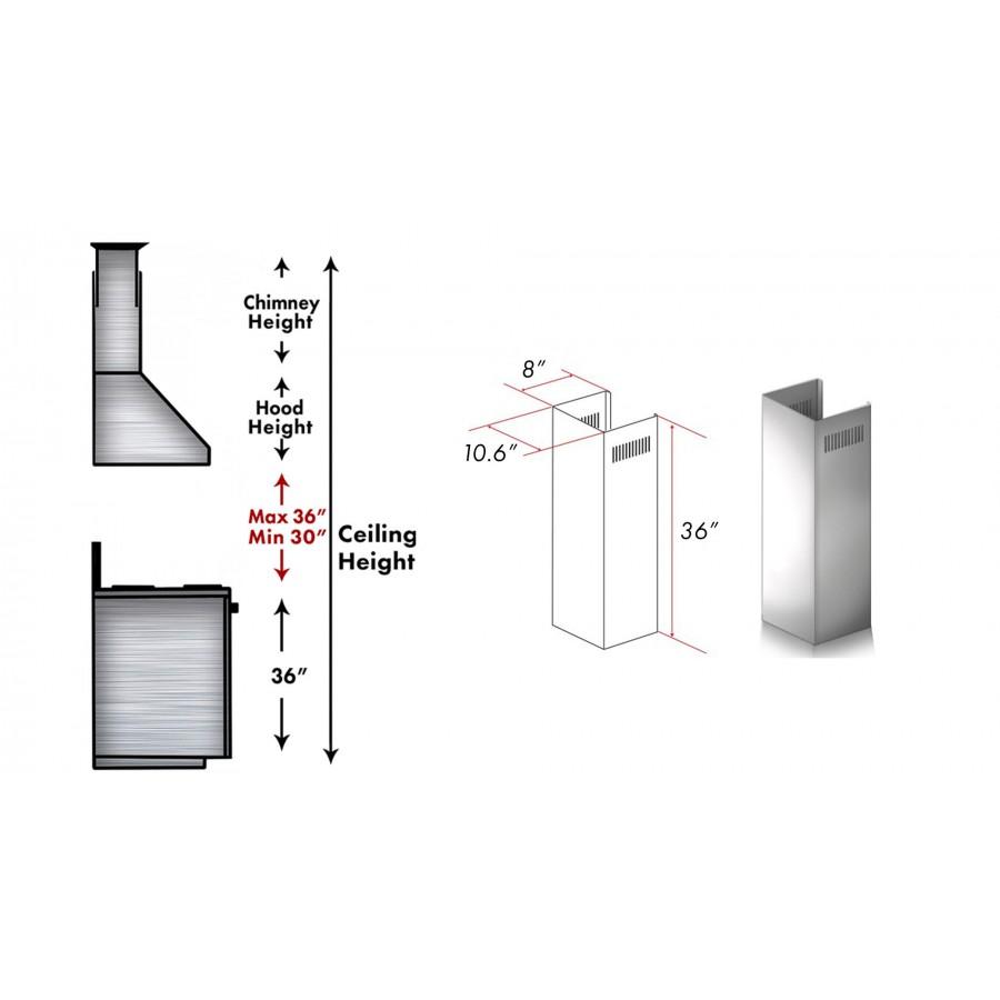 ZLINE 1 Piece Chimney Extension for 10' Ceiling,1PCEXT-KF1