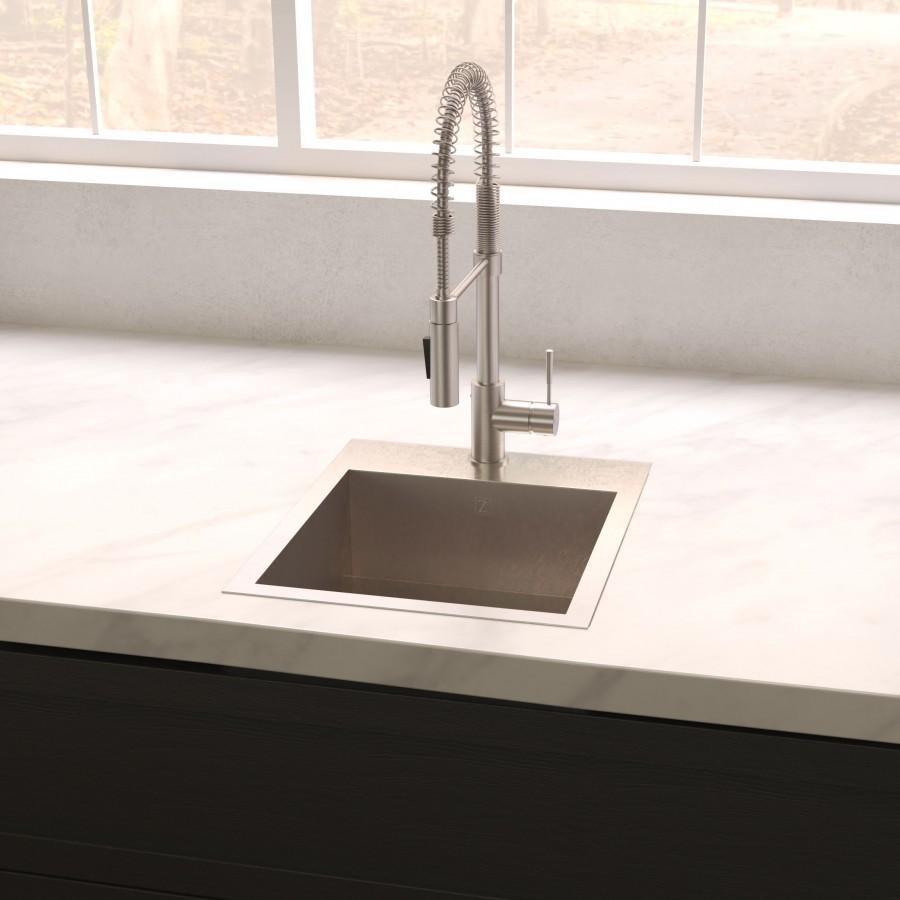 ZLINE 15" Topmount Single Bowl Bar Sink DuraSnow Stainless Steel, STS-15S