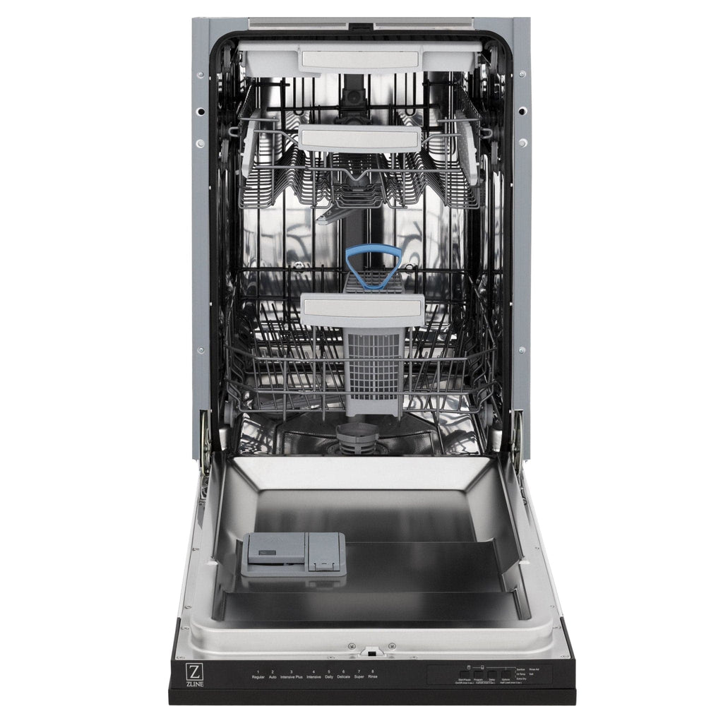 ZLINE 18" Dishwasher in Black matt panel, Stainless Tub, DWV-BLM-18