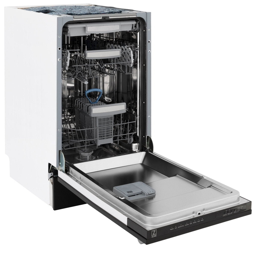 ZLINE 18" Dishwasher in Black matt panel, Stainless Tub, DWV-BLM-18