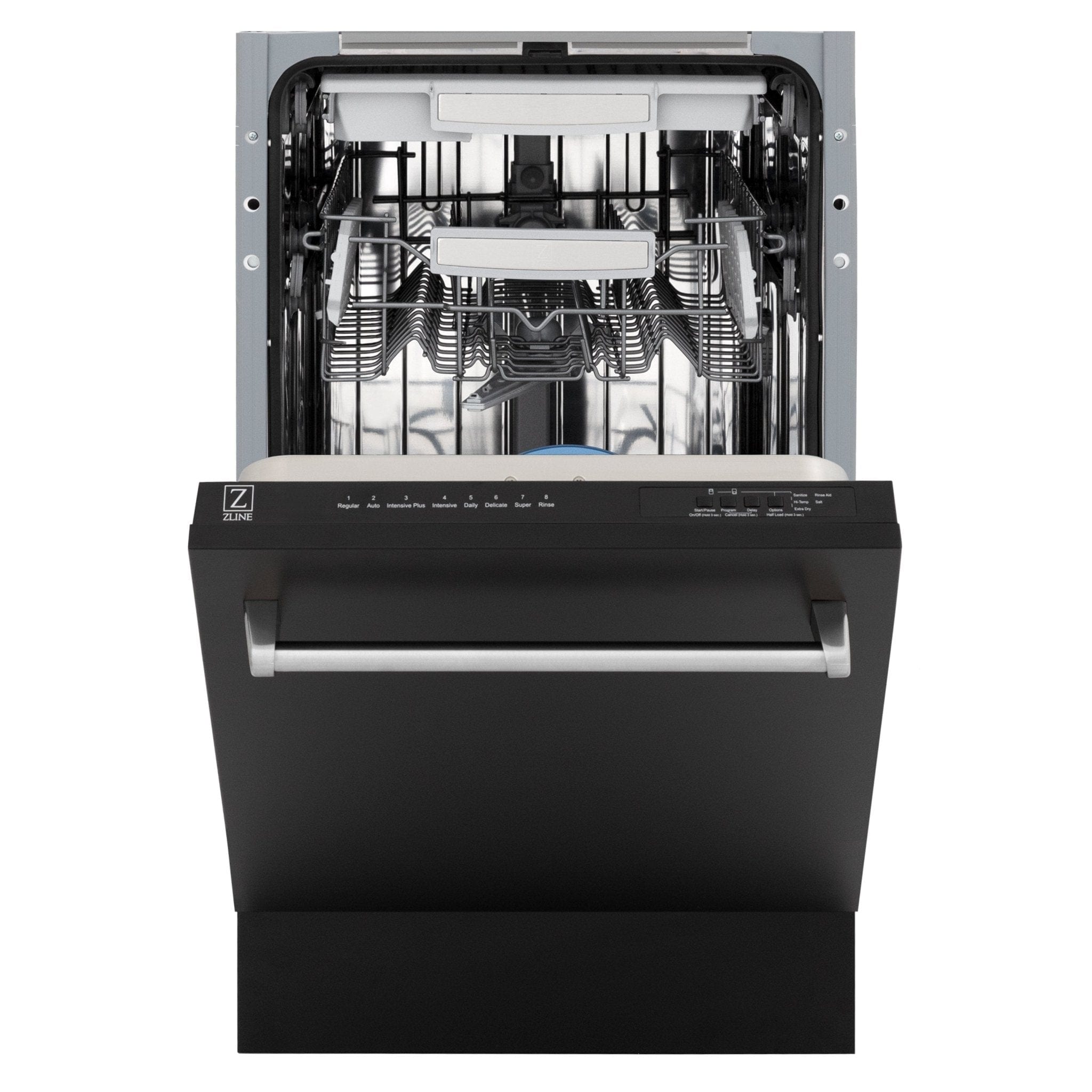 ZLINE 18" Dishwasher in Black matt panel, Stainless Tub, DWV-BLM-18