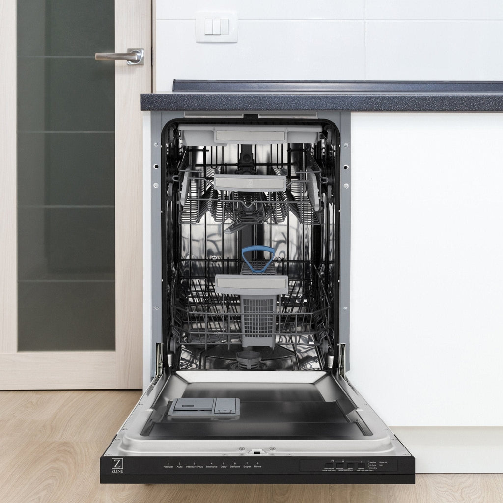 ZLINE 18" Dishwasher in Black matt panel, Stainless Tub, DWV-BLM-18