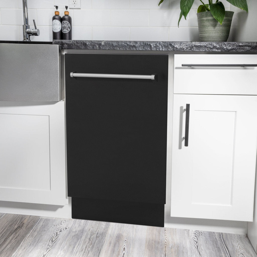 ZLINE 18" Dishwasher in Black matt panel, Stainless Tub, DWV-BLM-18