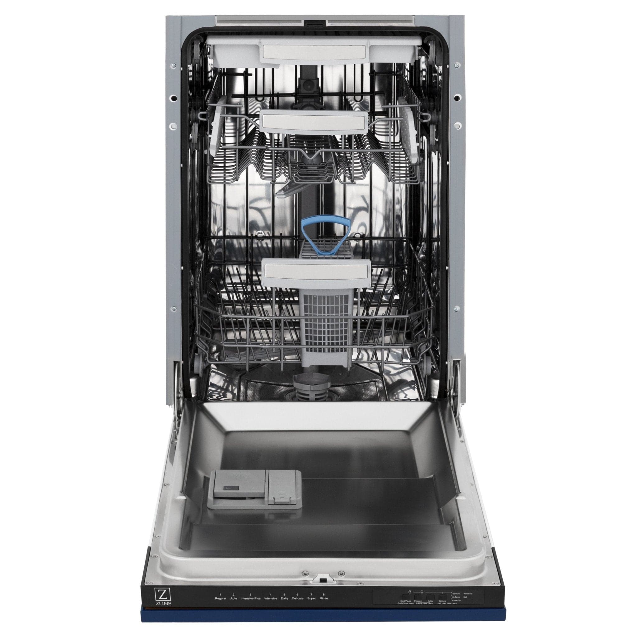 ZLINE 18" Dishwasher in Blue gloss panel, Stainless Tub, DWV-BG-18