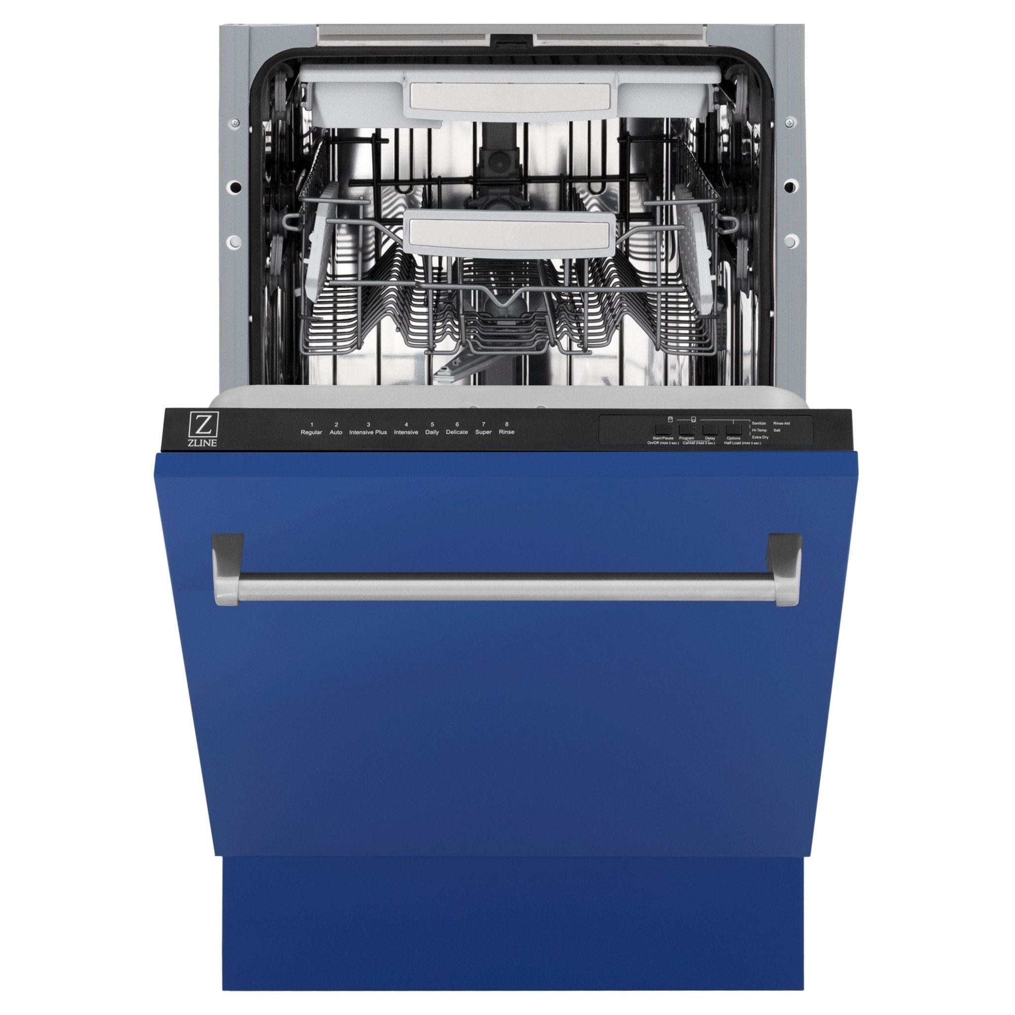 ZLINE 18" Dishwasher in Blue matt panel, Stainless Tub, DWV-BM-18