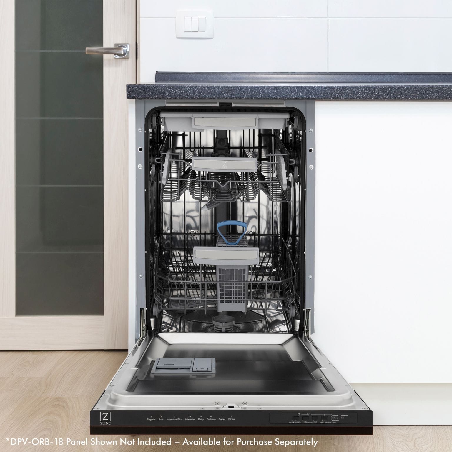 ZLINE 18" Dishwasher in Custom Panel Ready, StainlessTub, DWV-18