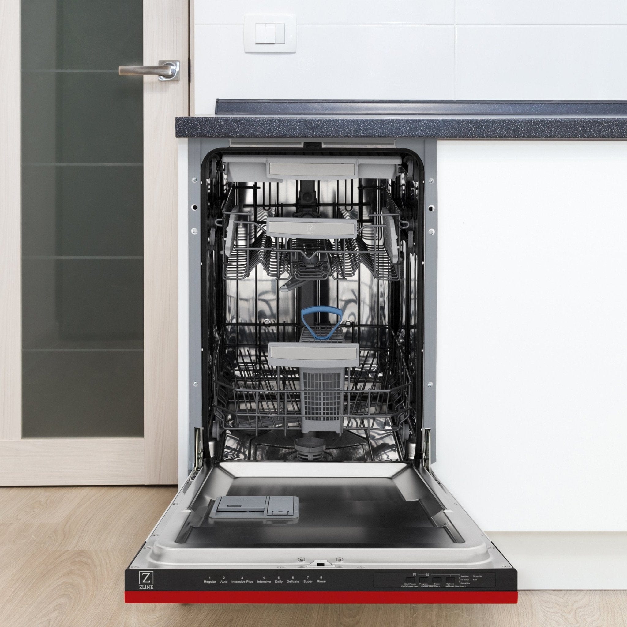 ZLINE 18" Dishwasher, Red Matt panel, Stainless Tub, DWV-RM-18