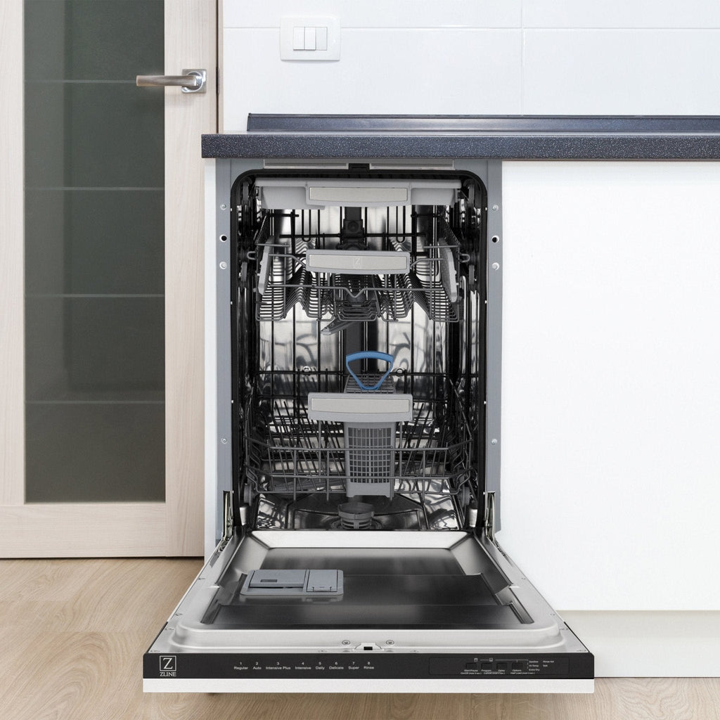 ZLINE 18" Dishwasher, White Matte panel, Stainless Tub, DWV-WM-18