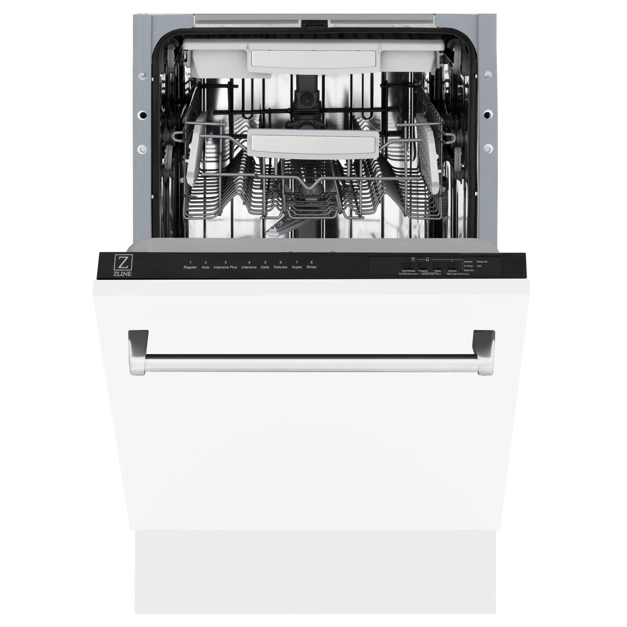 ZLINE 18" Dishwasher, White Matte panel, Stainless Tub, DWV-WM-18