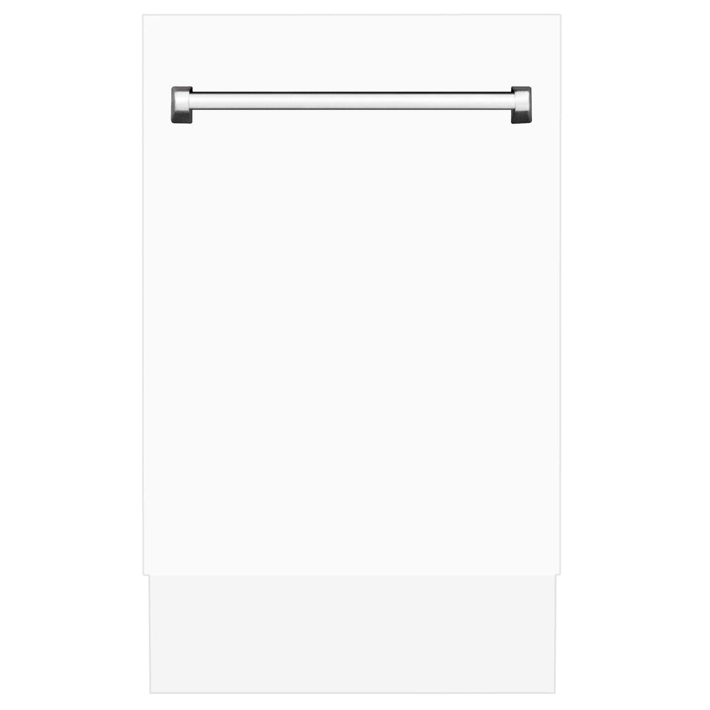 ZLINE 18" Dishwasher, White Matte panel, Stainless Tub, DWV-WM-18