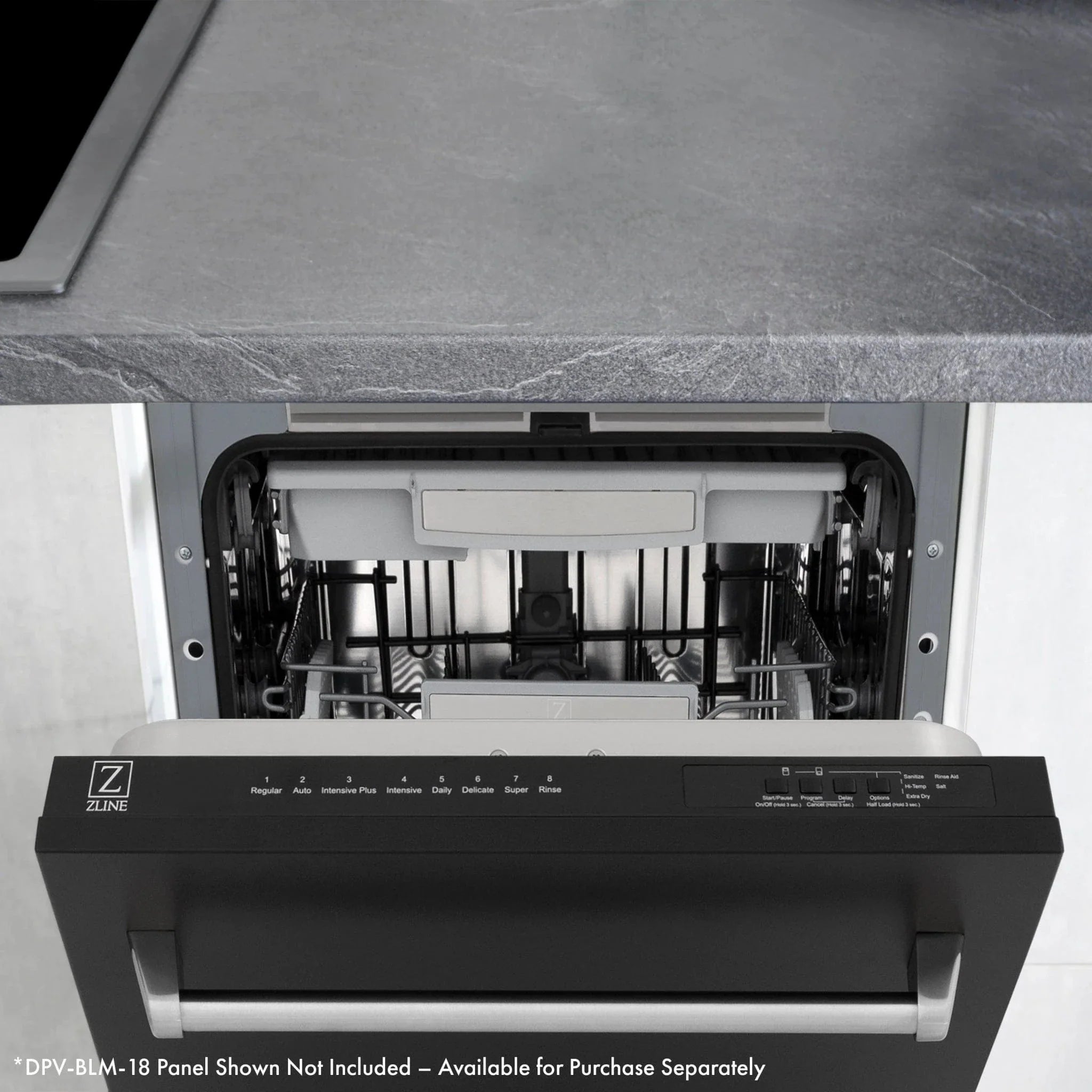 ZLINE 18" Tallac Series 3rd Rack Top Control Dishwasher in Custom Panel Ready with Stainless Steel Tub, DWV-UF-18