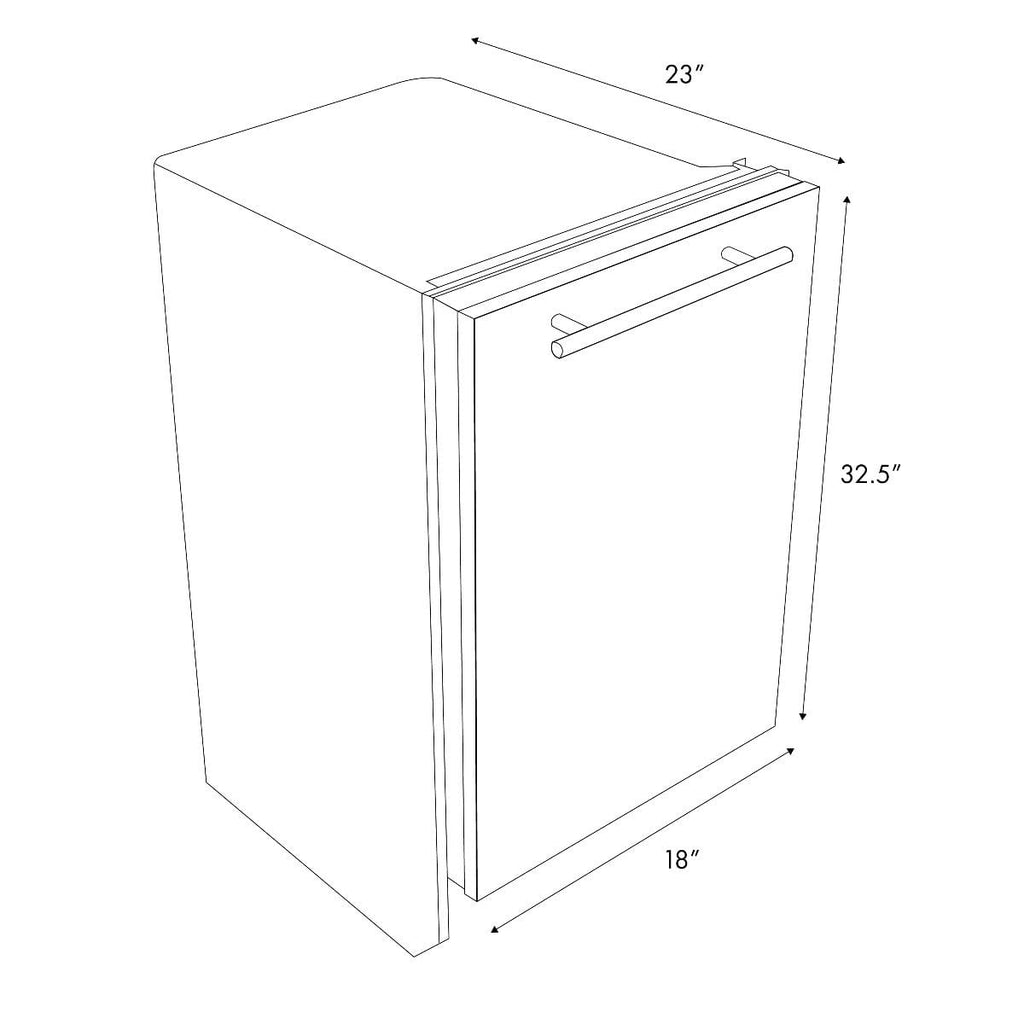 ZLINE 18" White Matte with Stainless Steel Tub, DW-WM-H-18