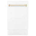 ZLINE 18"Autograph Dishwasher, White door, Gold Handle, DWVZ-WM-18-G