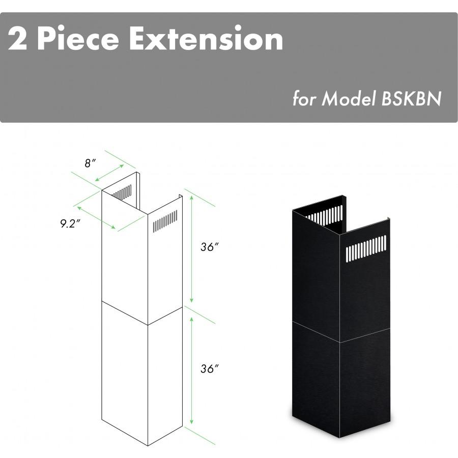 ZLINE 2-36" Chimney Extensions, 10'-12' Ceilings, 2PCEXT-BSKBN