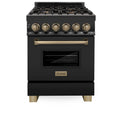 ZLINE 24" Autograph Dual Fuel Range, Black Stainless, RABZ-24-CB