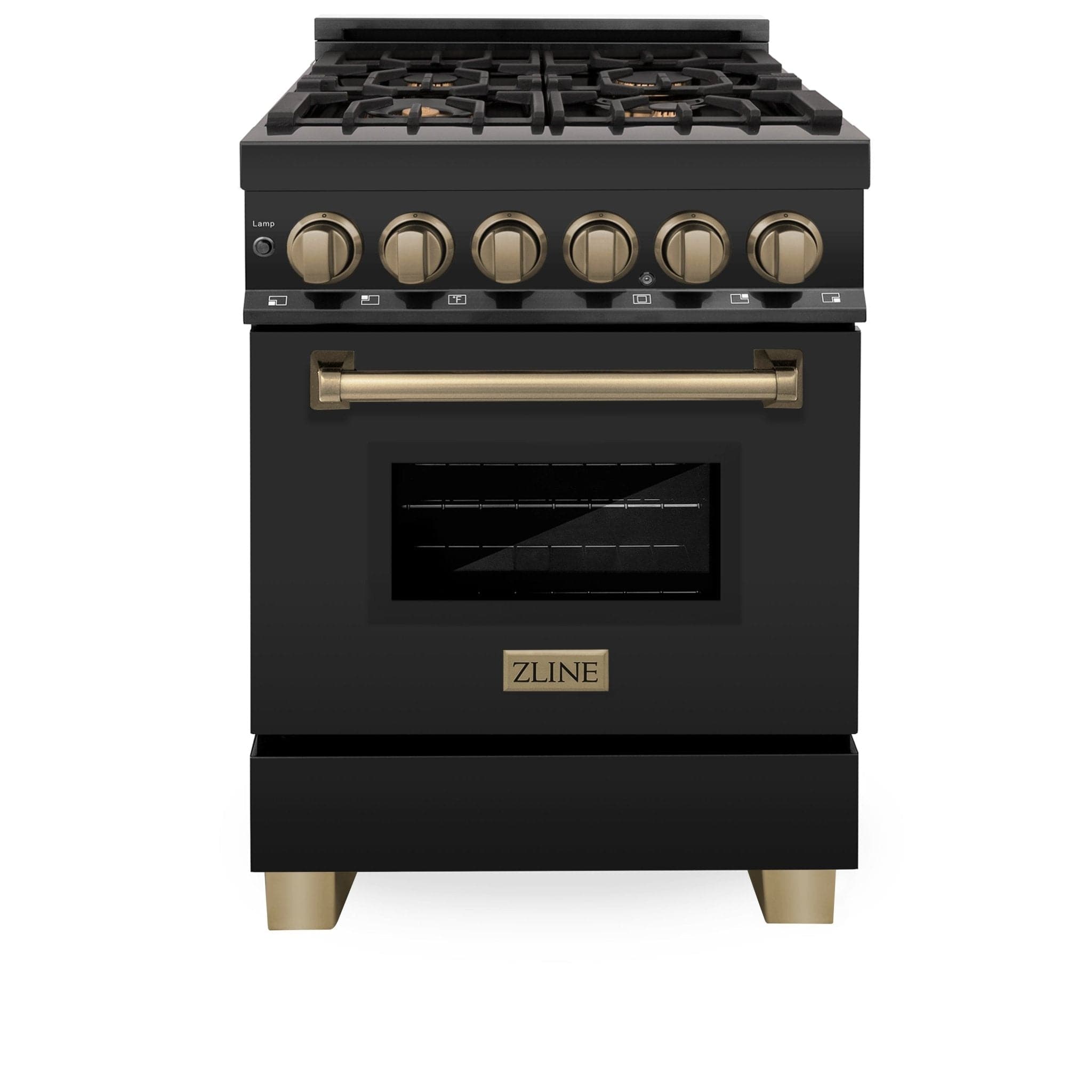 ZLINE 24" Autograph Dual Fuel Range, Black Stainless, RABZ-24-CB