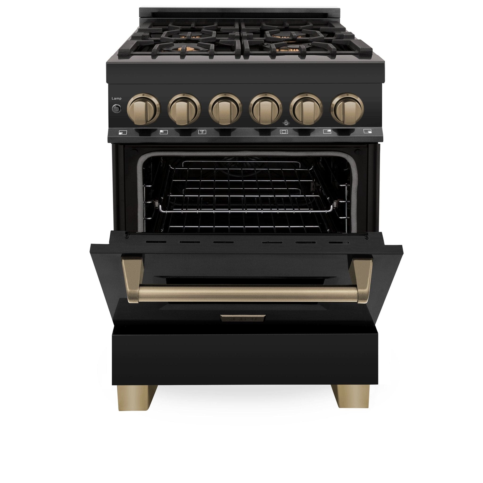 ZLINE 24" Autograph Dual Fuel Range, Black Stainless, RABZ-24-CB