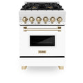 ZLINE 24" Autograph Dual Fuel Range, White Door, RAZ-WM-24-G