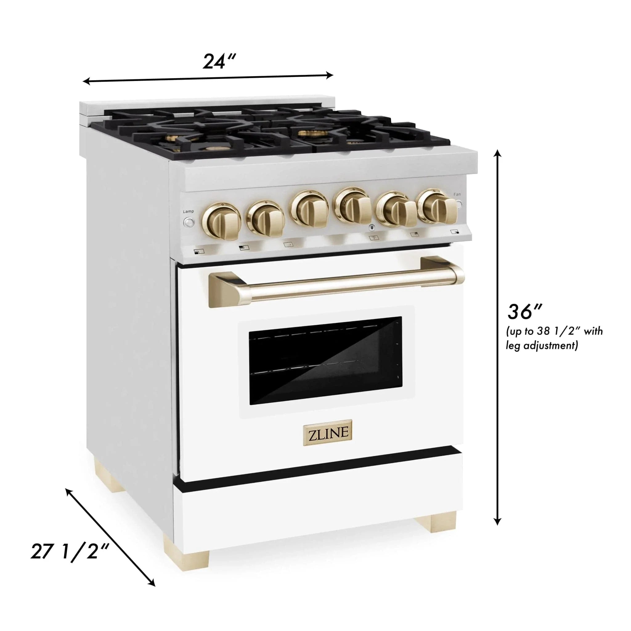 ZLINE 24" Autograph Edition, Gas Range, White Door, RGZ-WM-24-G