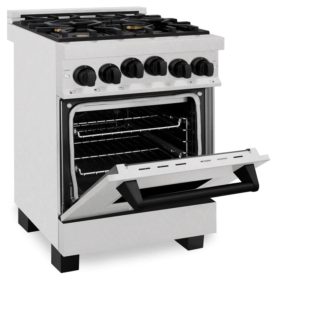 ZLINE 24" Autograph Gas Range Gas, DuraSnow, RGSZ-SN-24-MB