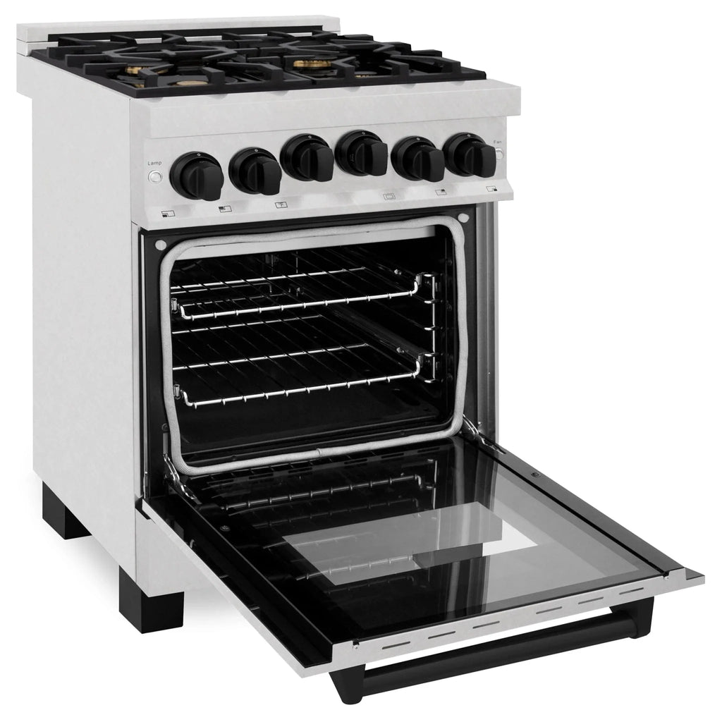 ZLINE 24" Autograph Gas Range Gas, DuraSnow, RGSZ-SN-24-MB