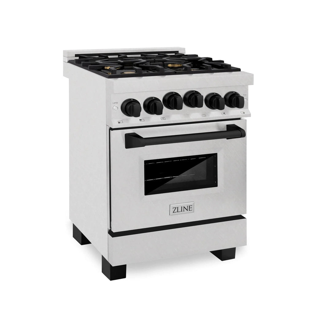 ZLINE 24" Autograph Gas Range Gas, DuraSnow, RGSZ-SN-24-MB