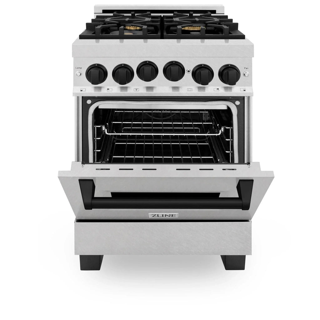 ZLINE 24" Autograph Gas Range Gas, DuraSnow, RGSZ-SN-24-MB