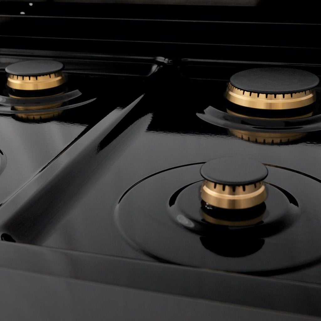ZLINE 24" Black Stainless, Gas Brass Burner, Electric Range, RAB-BR-24