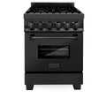 ZLINE 24" Black Stainless, Gas Burner, Electric Oven Range, RAB-24
