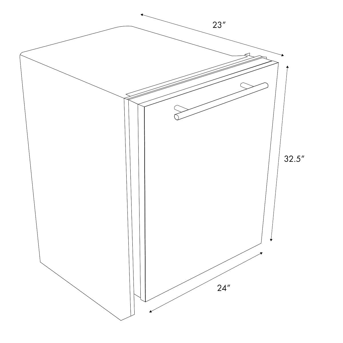 ZLINE 24" Dishwasher Black Matte with Stainless Steel Tub, DW-BLM-H-24