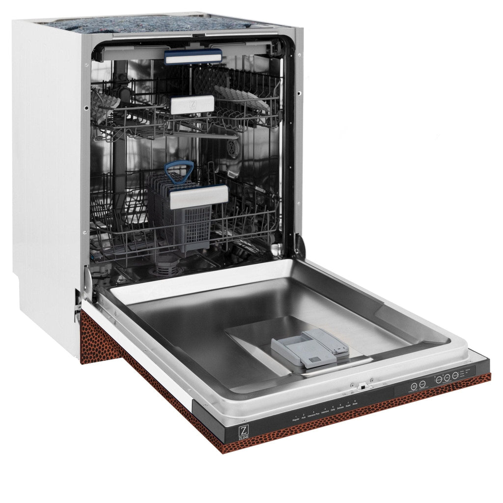 ZLINE 24" Dishwasher, Hammered Copper panel, Stainless Tub, DWV-HH-24