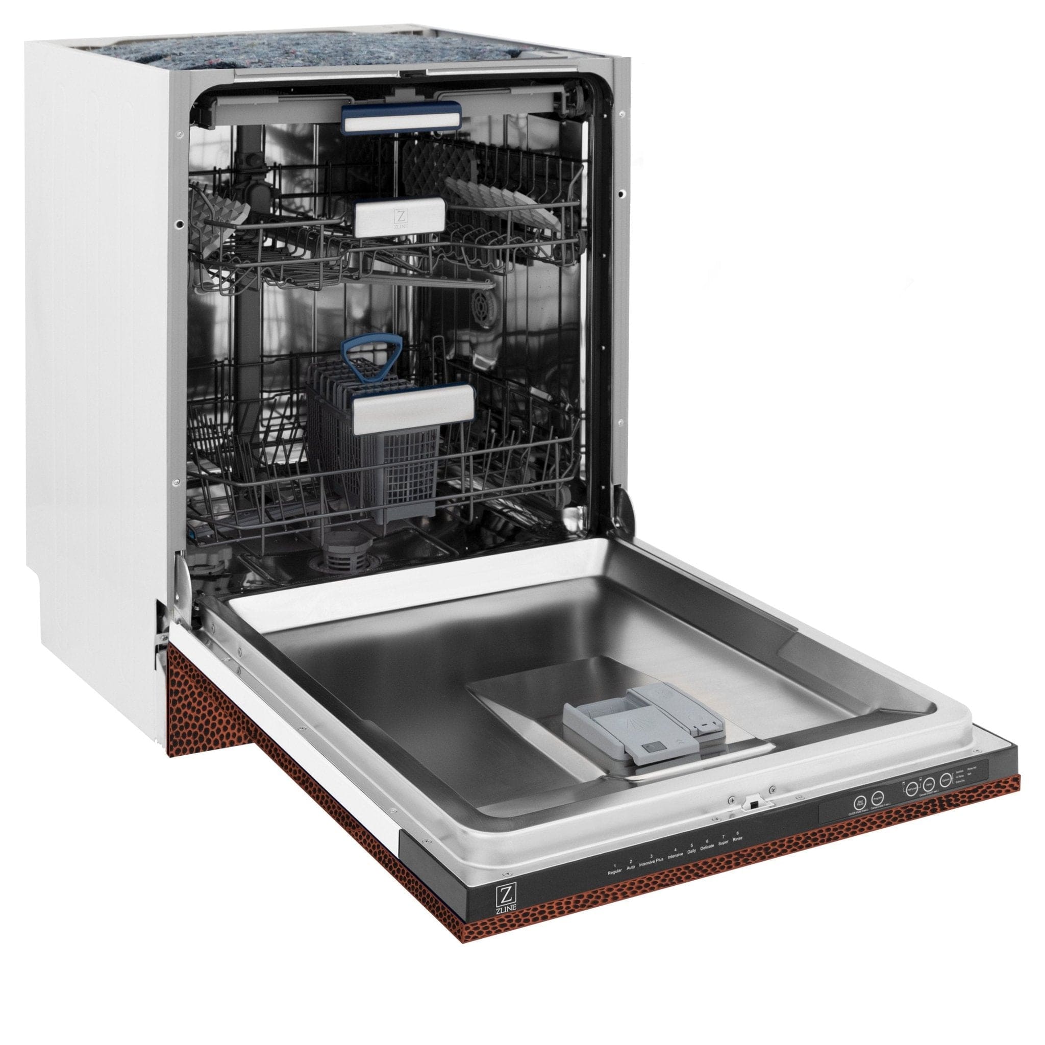 ZLINE 24" Dishwasher, Hammered Copper panel, Stainless Tub, DWV-HH-24