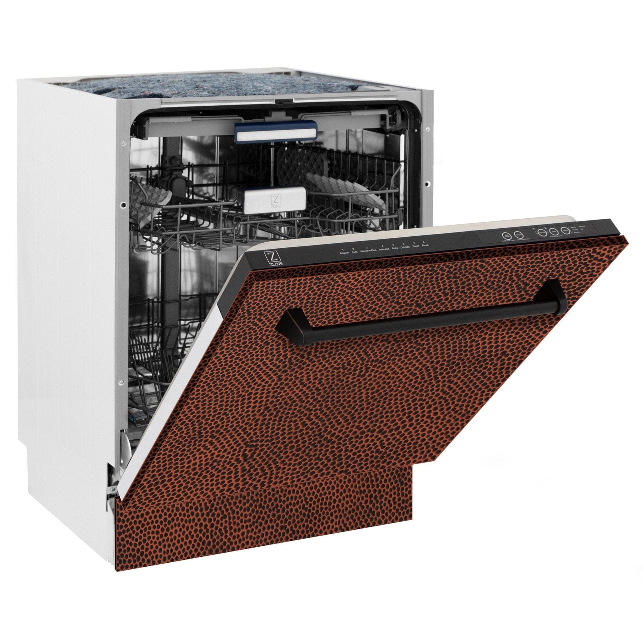 ZLINE 24" Dishwasher, Hammered Copper panel, Stainless Tub, DWV-HH-24