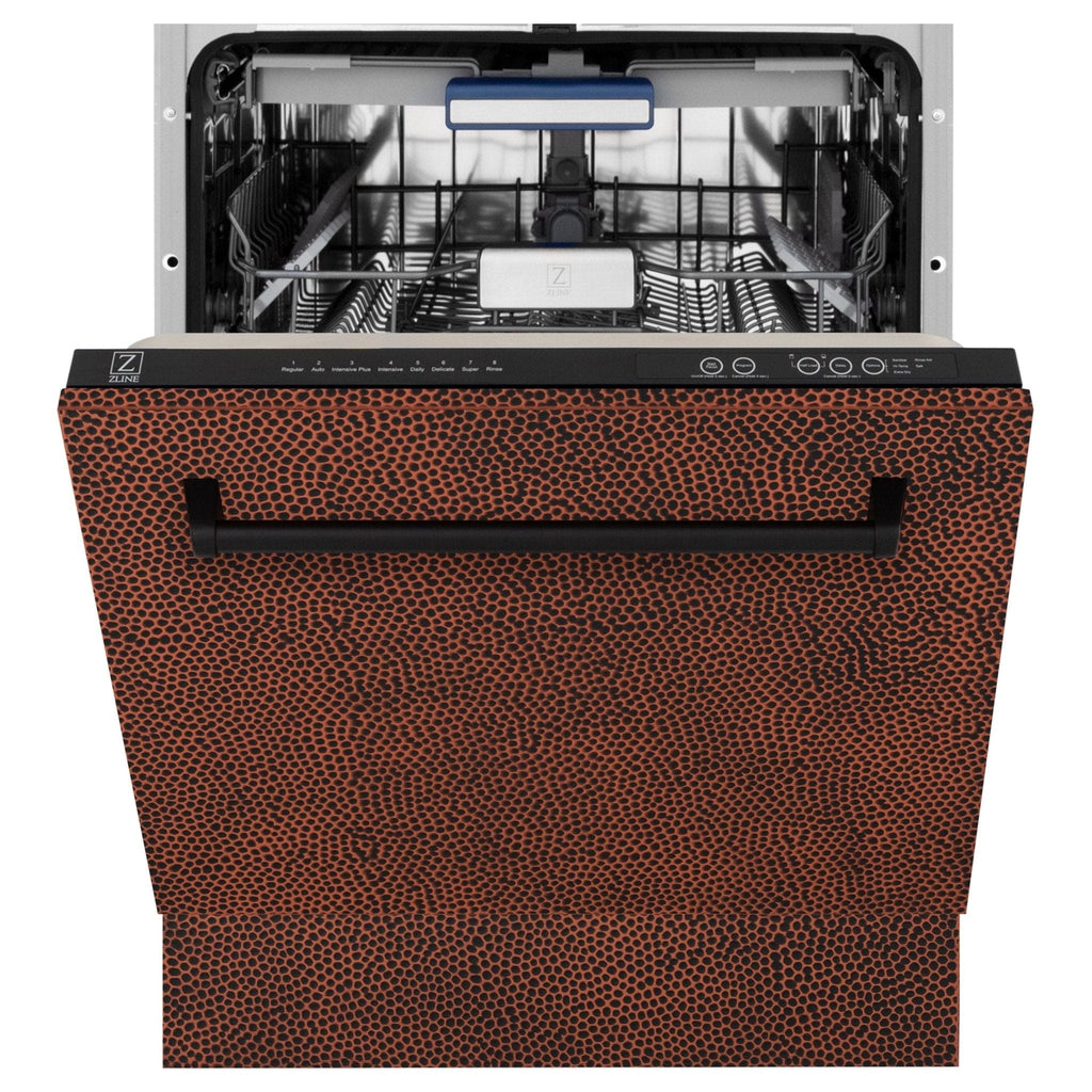 ZLINE 24" Dishwasher, Hammered Copper panel, Stainless Tub, DWV-HH-24