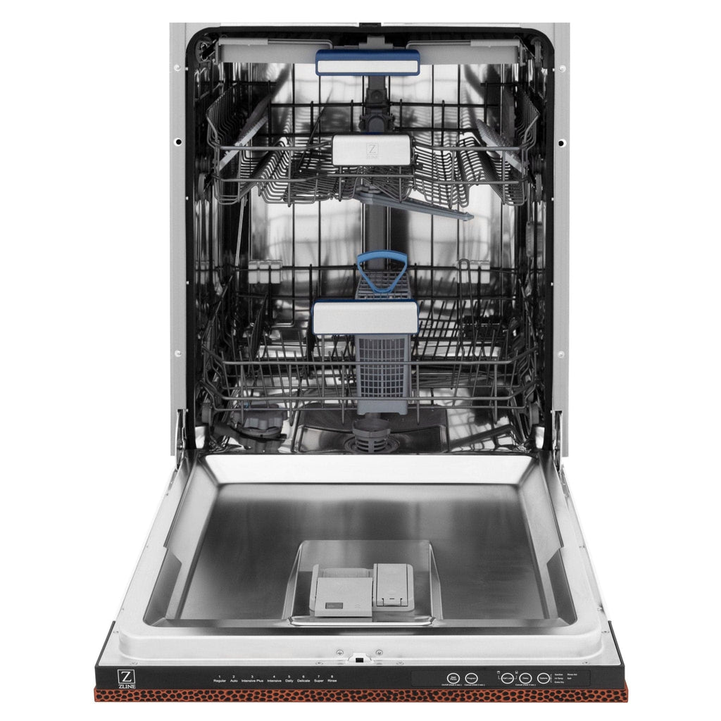ZLINE 24" Dishwasher, Hammered Copper panel, Stainless Tub, DWV-HH-24