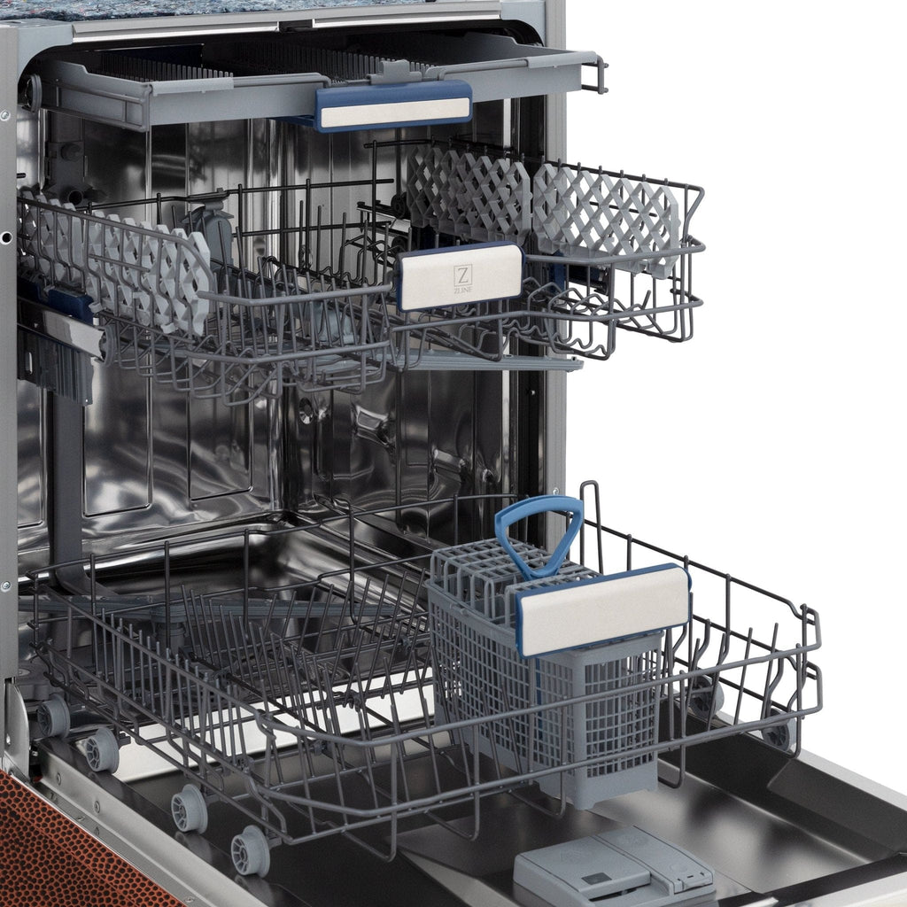 ZLINE 24" Dishwasher, Hammered Copper panel, Stainless Tub, DWV-HH-24