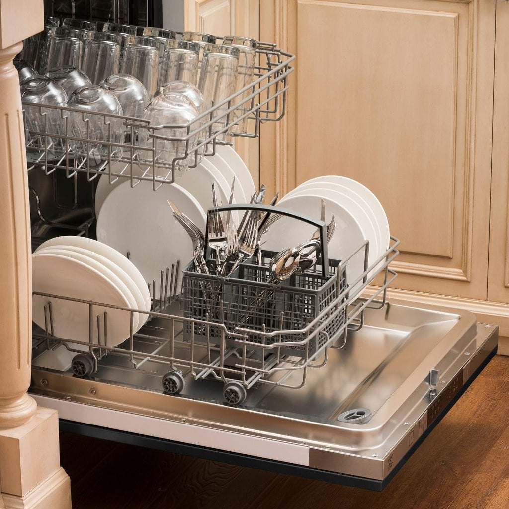 ZLINE 24" Dishwasher In Black Stainless Steel, Stainless Tub, DW-BS-24