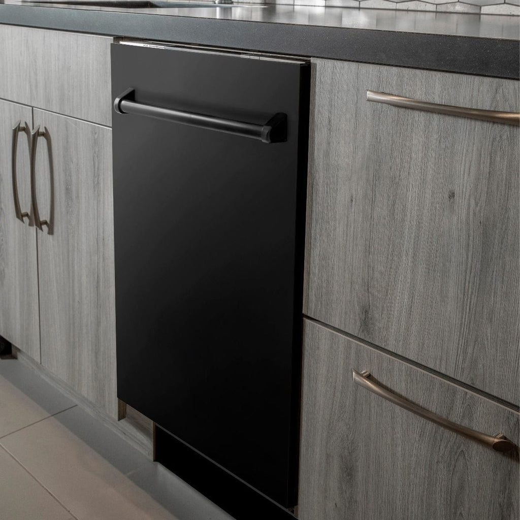 ZLINE 24" Dishwasher In Black Stainless Steel, Stainless Tub, DW-BS-24