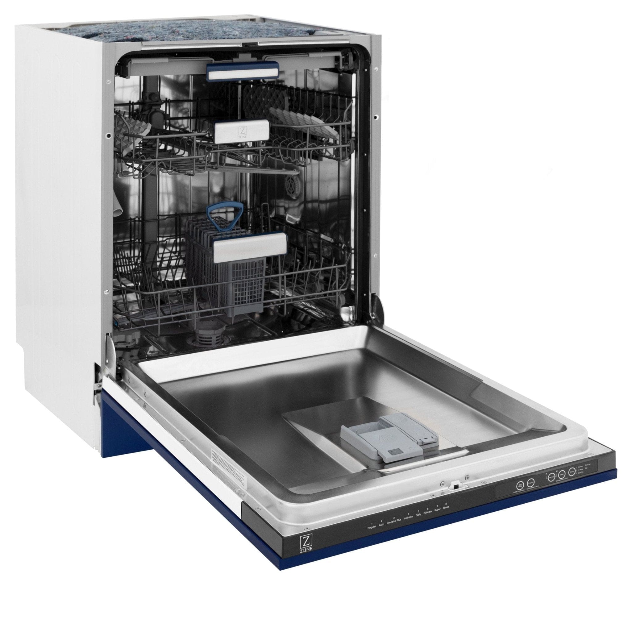 ZLINE 24" Dishwasher in Blue gloss panel, Stainless Tub, DWV-BG-24