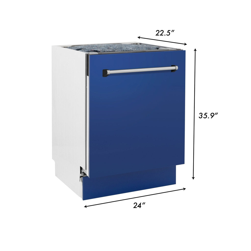 ZLINE 24" Dishwasher in Blue Matte panel, Stainless Tub, DWV-BM-24