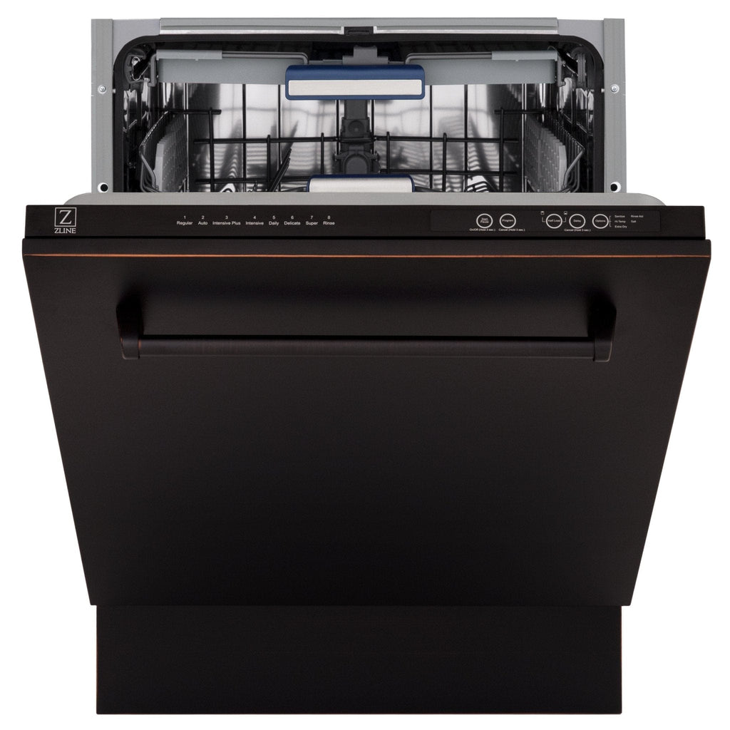 ZLINE 24" Dishwasher, Oil Rubbed Bronze panel, Stainless Tub, DWV-ORB-24