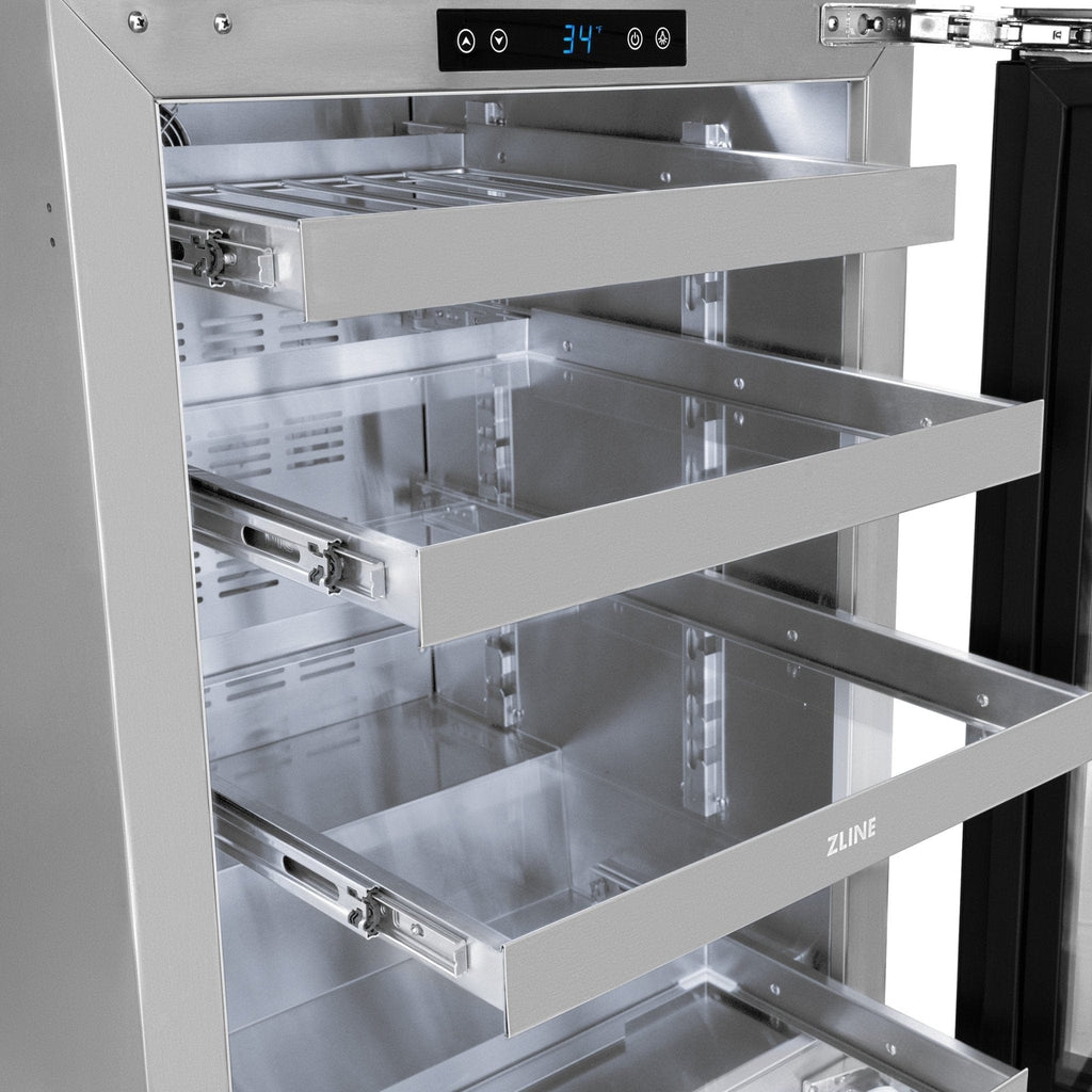 ZLINE 24 in. Touchstone 151 Can Beverage Fridge With Stainless Steel Glass Door RBSO-GS-24
