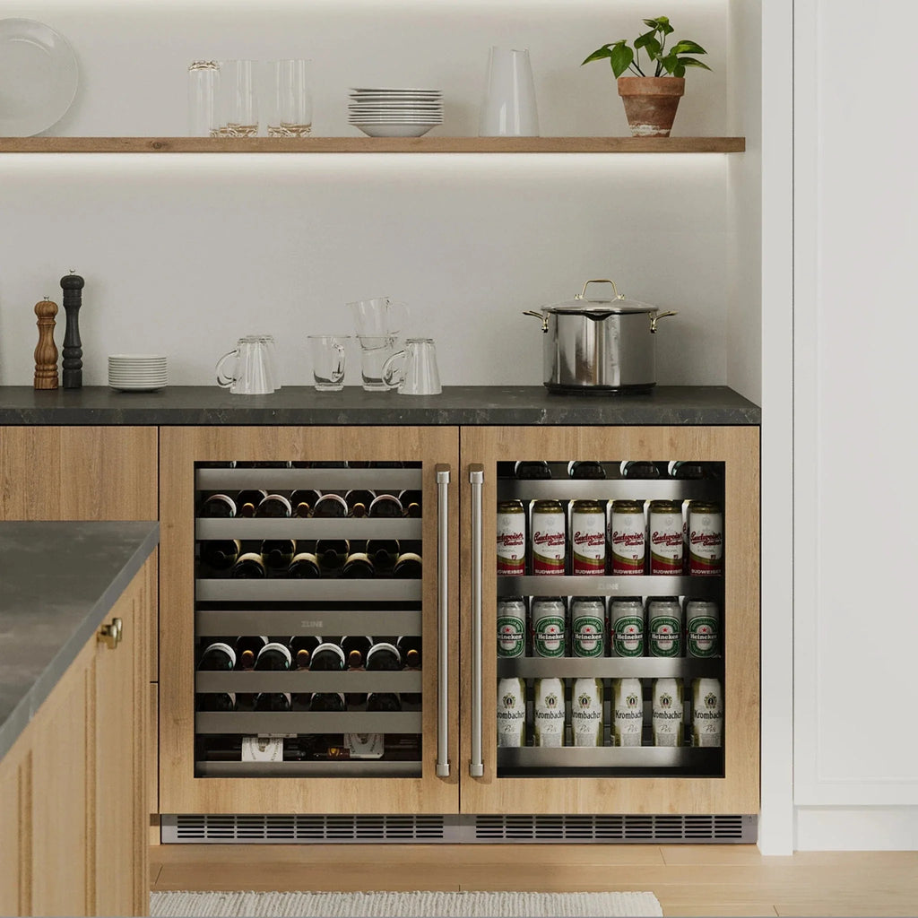 ZLINE 24 in. Touchstone 151 Can Beverage Fridge With Stainless Steel Glass Door RBSO-GS-24