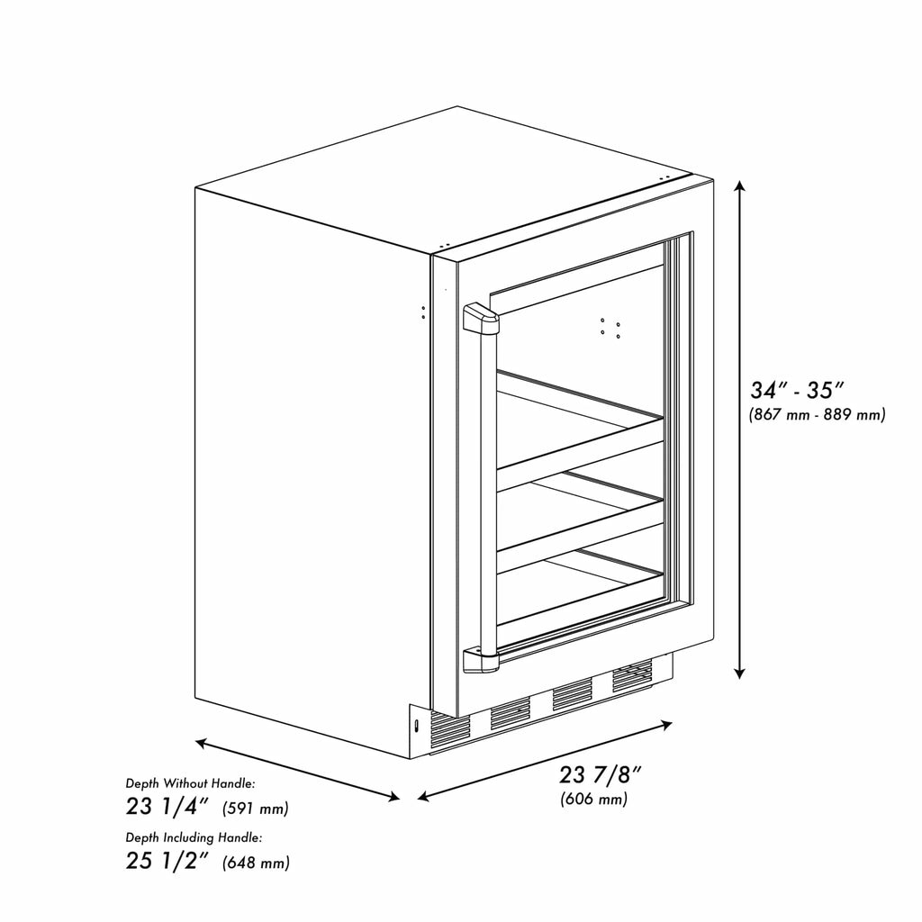 ZLINE 24 in. Touchstone 151 Can Beverage Fridge With Stainless Steel Glass Door RBSO-GS-24