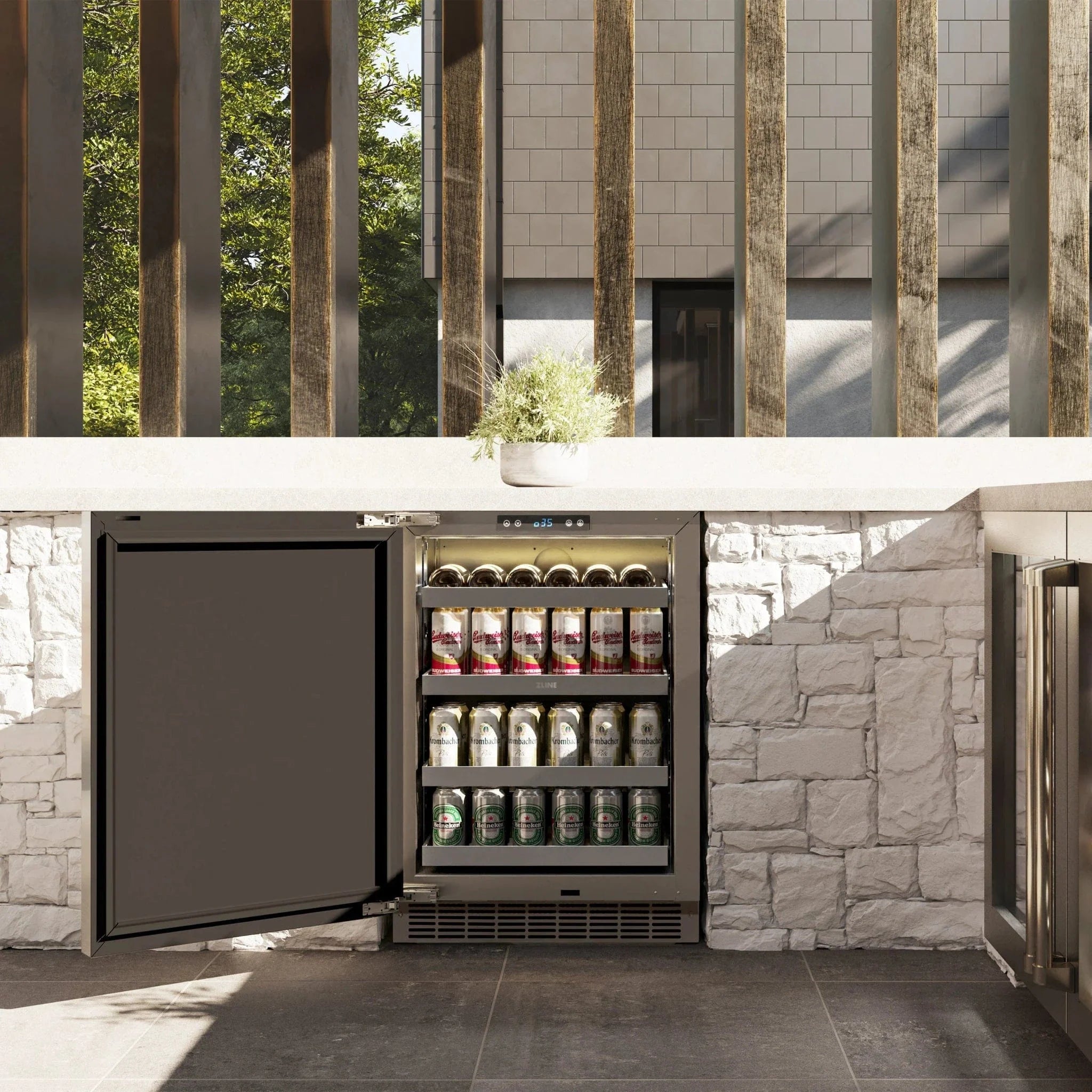 ZLINE 24 in. Touchstone Beverage Fridge w Stainless Steel Door RBSO-ST-24