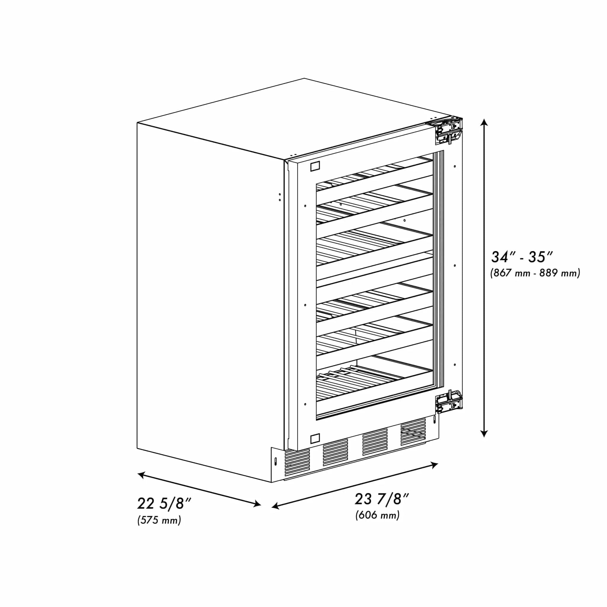 ZLINE 24 in. Touchstone Dual Zone 44 Bottle Wine Cooler With Panel Ready Glass Door RWDPO-24