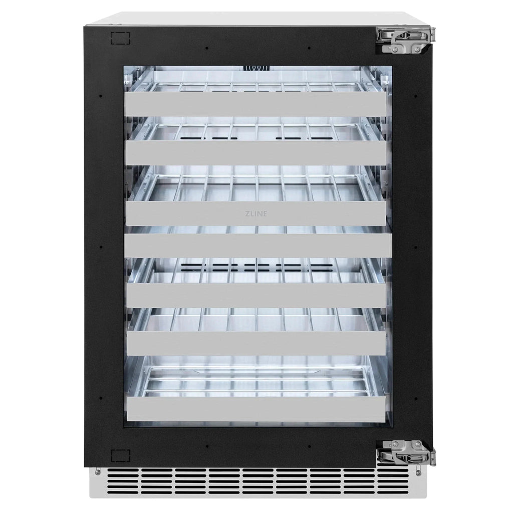 ZLINE 24 in. Touchstone Dual Zone 44 Bottle Wine Cooler With Panel Ready Glass Door RWDPO-24
