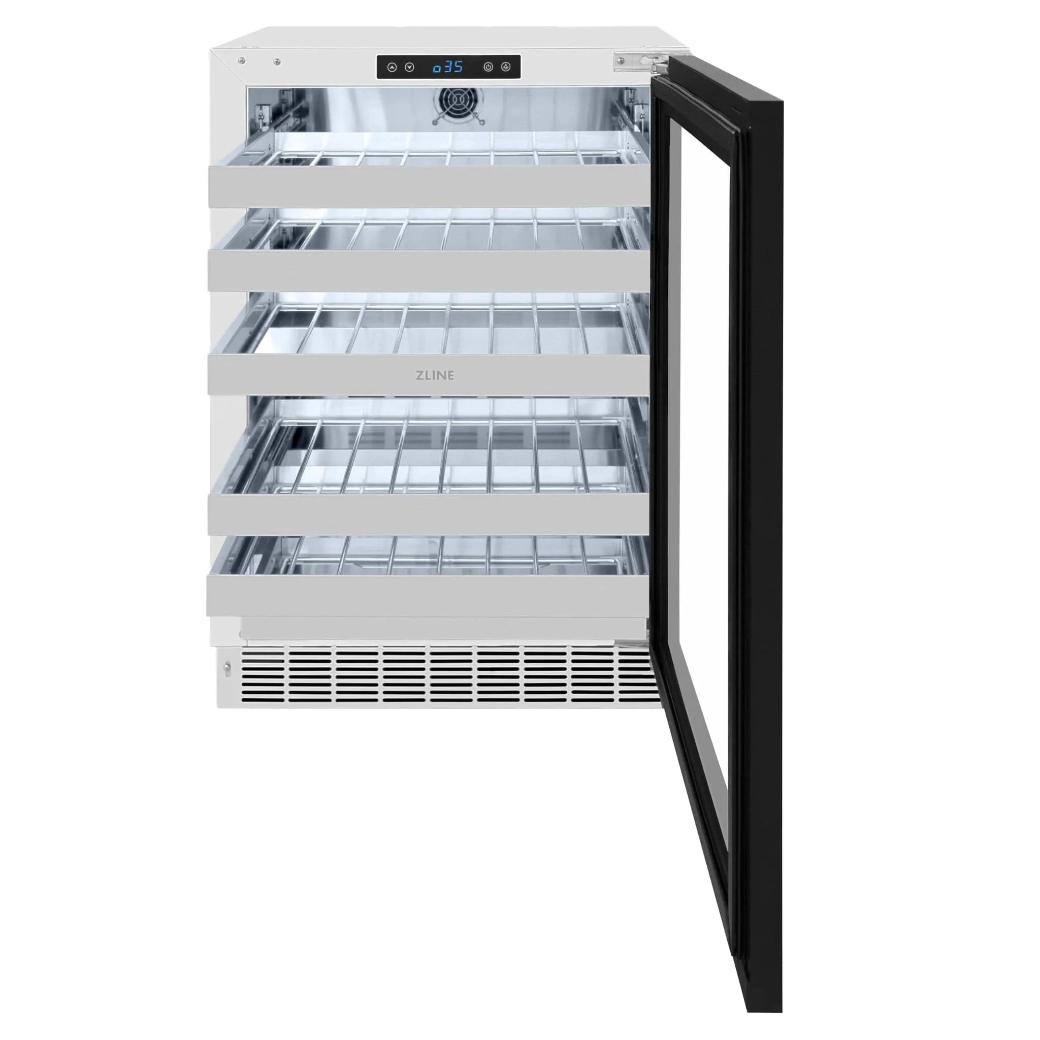 ZLINE 24 in. Touchstone Dual Zone 44 Bottle Wine Cooler With Panel Ready Glass Door RWDPO-24