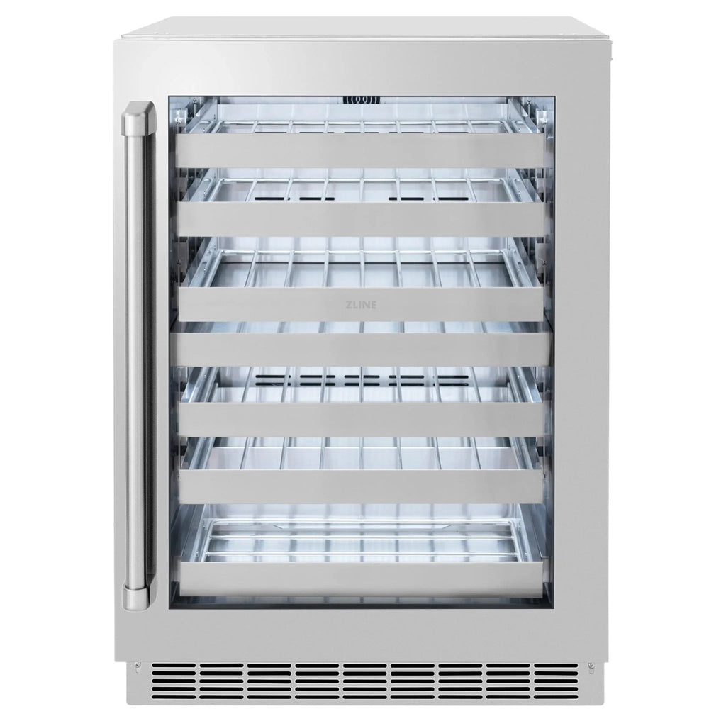 ZLINE 24 in. Touchstone Dual Zone 44 Bottle Wine Cooler With Stainless Steel Glass Door RWDO-GS-24